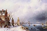 A Sunlit Winter Landscape by Charles Henri Joseph Leickert